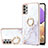 Silicone Candy Rubber Gel Fashionable Pattern Soft Case Cover with Finger Ring Stand Y05B for Samsung Galaxy A23 4G White