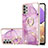 Silicone Candy Rubber Gel Fashionable Pattern Soft Case Cover with Finger Ring Stand Y05B for Samsung Galaxy A73 5G Clove Purple