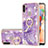 Silicone Candy Rubber Gel Fashionable Pattern Soft Case Cover with Finger Ring Stand Y05B for Samsung Galaxy M11 Purple