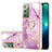 Silicone Candy Rubber Gel Fashionable Pattern Soft Case Cover with Finger Ring Stand Y05B for Samsung Galaxy Note 20 5G Clove Purple