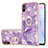 Silicone Candy Rubber Gel Fashionable Pattern Soft Case Cover with Finger Ring Stand Y05B for Xiaomi Redmi 9A Purple