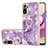 Silicone Candy Rubber Gel Fashionable Pattern Soft Case Cover with Finger Ring Stand Y05B for Xiaomi Redmi Note 11 SE India 4G Purple