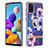 Silicone Candy Rubber Gel Fashionable Pattern Soft Case Cover with Finger Ring Stand Y06B for Samsung Galaxy A21s Purple