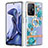 Silicone Candy Rubber Gel Fashionable Pattern Soft Case Cover with Finger Ring Stand Y06B for Xiaomi Mi 11T 5G Cyan