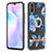 Silicone Candy Rubber Gel Fashionable Pattern Soft Case Cover with Finger Ring Stand Y06B for Xiaomi Redmi 9A Blue