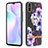 Silicone Candy Rubber Gel Fashionable Pattern Soft Case Cover with Finger Ring Stand Y06B for Xiaomi Redmi 9i Purple