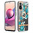 Silicone Candy Rubber Gel Fashionable Pattern Soft Case Cover with Finger Ring Stand Y06B for Xiaomi Redmi Note 10S 4G Cyan
