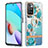 Silicone Candy Rubber Gel Fashionable Pattern Soft Case Cover with Finger Ring Stand Y06B for Xiaomi Redmi Note 11 4G (2021) Cyan