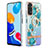 Silicone Candy Rubber Gel Fashionable Pattern Soft Case Cover with Finger Ring Stand Y06B for Xiaomi Redmi Note 11 4G (2022) Cyan