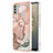 Silicone Candy Rubber Gel Fashionable Pattern Soft Case Cover with Finger Ring Stand YB1 for Nokia C31 Pink