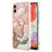 Silicone Candy Rubber Gel Fashionable Pattern Soft Case Cover with Finger Ring Stand YB1 for Samsung Galaxy A04 4G Pink