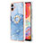 Silicone Candy Rubber Gel Fashionable Pattern Soft Case Cover with Finger Ring Stand YB1 for Samsung Galaxy A04E Blue