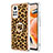 Silicone Candy Rubber Gel Fashionable Pattern Soft Case Cover with Finger Ring Stand YB1 for Xiaomi Redmi Note 11 Pro 4G Brown