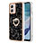 Silicone Candy Rubber Gel Fashionable Pattern Soft Case Cover with Finger Ring Stand YB2 for Motorola Moto G53 5G Black