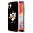 Silicone Candy Rubber Gel Fashionable Pattern Soft Case Cover with Finger Ring Stand YB2 for Samsung Galaxy A04 4G Black