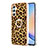 Silicone Candy Rubber Gel Fashionable Pattern Soft Case Cover with Finger Ring Stand YB2 for Samsung Galaxy A25 5G Brown