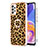 Silicone Candy Rubber Gel Fashionable Pattern Soft Case Cover with Finger Ring Stand YB2 for Samsung Galaxy A72 4G Brown