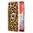 Silicone Candy Rubber Gel Fashionable Pattern Soft Case Cover with Finger Ring Stand YB2 for Samsung Galaxy F04 Brown