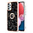 Silicone Candy Rubber Gel Fashionable Pattern Soft Case Cover with Finger Ring Stand YB2 for Samsung Galaxy M32 5G Black