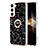 Silicone Candy Rubber Gel Fashionable Pattern Soft Case Cover with Finger Ring Stand YB2 for Samsung Galaxy S24 5G Black