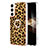 Silicone Candy Rubber Gel Fashionable Pattern Soft Case Cover with Finger Ring Stand YB2 for Samsung Galaxy S24 5G Brown