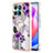 Silicone Candy Rubber Gel Fashionable Pattern Soft Case Cover with Finger Ring Stand YB3 for Huawei Honor X6a Purple