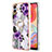 Silicone Candy Rubber Gel Fashionable Pattern Soft Case Cover with Finger Ring Stand YB3 for Samsung Galaxy A04 4G Purple