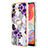 Silicone Candy Rubber Gel Fashionable Pattern Soft Case Cover with Finger Ring Stand YB3 for Samsung Galaxy A04E Purple
