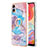 Silicone Candy Rubber Gel Fashionable Pattern Soft Case Cover with Finger Ring Stand YB3 for Samsung Galaxy F04 Blue