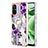 Silicone Candy Rubber Gel Fashionable Pattern Soft Case Cover with Finger Ring Stand YB3 for Xiaomi Redmi 12C 4G Purple