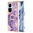 Silicone Candy Rubber Gel Fashionable Pattern Soft Case Cover with Finger Ring Stand YB5 for Oppo Reno10 5G Purple