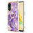Silicone Candy Rubber Gel Fashionable Pattern Soft Case Cover with Finger Ring Stand YB5 for Oppo Reno8 T 4G Purple