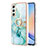 Silicone Candy Rubber Gel Fashionable Pattern Soft Case Cover with Finger Ring Stand YB5 for Samsung Galaxy A24 4G