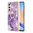 Silicone Candy Rubber Gel Fashionable Pattern Soft Case Cover with Finger Ring Stand YB5 for Samsung Galaxy A24 4G Purple