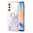 Silicone Candy Rubber Gel Fashionable Pattern Soft Case Cover with Finger Ring Stand YB5 for Samsung Galaxy A24 4G White