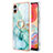 Silicone Candy Rubber Gel Fashionable Pattern Soft Case Cover with Finger Ring Stand YB5 for Samsung Galaxy F04 Green