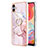 Silicone Candy Rubber Gel Fashionable Pattern Soft Case Cover with Finger Ring Stand YB5 for Samsung Galaxy F04 Pink