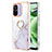 Silicone Candy Rubber Gel Fashionable Pattern Soft Case Cover with Finger Ring Stand YB5 for Xiaomi Poco C55 White