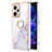 Silicone Candy Rubber Gel Fashionable Pattern Soft Case Cover with Finger Ring Stand YB5 for Xiaomi Redmi Note 12 Pro+ Plus 5G White