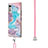 Silicone Candy Rubber Gel Fashionable Pattern Soft Case Cover with Lanyard Strap Y01B for LG Velvet 4G Blue