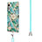 Silicone Candy Rubber Gel Fashionable Pattern Soft Case Cover with Lanyard Strap Y01B for LG Velvet 4G Green