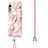 Silicone Candy Rubber Gel Fashionable Pattern Soft Case Cover with Lanyard Strap Y01B for LG Velvet 4G Pink