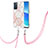 Silicone Candy Rubber Gel Fashionable Pattern Soft Case Cover with Lanyard Strap Y01B for Oppo Reno6 5G