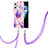 Silicone Candy Rubber Gel Fashionable Pattern Soft Case Cover with Lanyard Strap Y01B for Realme 9i 4G Clove Purple