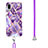 Silicone Candy Rubber Gel Fashionable Pattern Soft Case Cover with Lanyard Strap Y01B for Samsung Galaxy A02