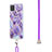 Silicone Candy Rubber Gel Fashionable Pattern Soft Case Cover with Lanyard Strap Y01B for Samsung Galaxy F12