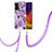 Silicone Candy Rubber Gel Fashionable Pattern Soft Case Cover with Lanyard Strap Y01B for Samsung Galaxy F54 5G Purple