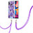 Silicone Candy Rubber Gel Fashionable Pattern Soft Case Cover with Lanyard Strap Y01B for Samsung Galaxy M10S Purple