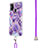 Silicone Candy Rubber Gel Fashionable Pattern Soft Case Cover with Lanyard Strap Y01B for Samsung Galaxy M21s