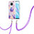 Silicone Candy Rubber Gel Fashionable Pattern Soft Case Cover with Lanyard Strap Y01B for Xiaomi Mi 10i 5G Clove Purple